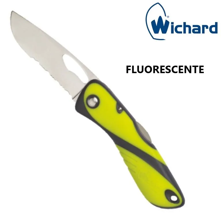 Navaja Wichard Offshore,hoja dentada, inox-19cm–FLUO
